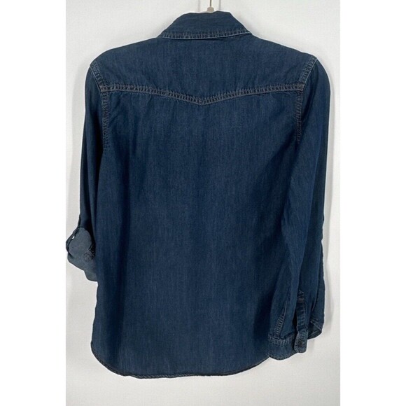 ANA A New Approach Shirt Women Small Blue Denim Button Up Long Sleeve‎ Collared - Picture 2 of 7